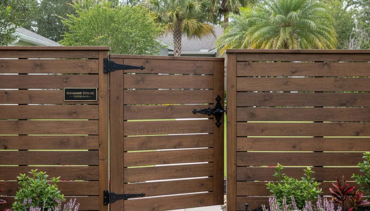 Custom gate and fence installation by Chop Chop Landscaping in Kissimmee, FL showcasing quality craftsmanship