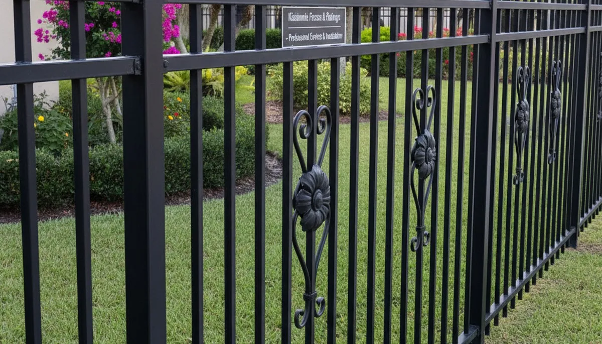 Black ornamental metal fence installation by Chop Chop Landscaping in Kissimmee, FL