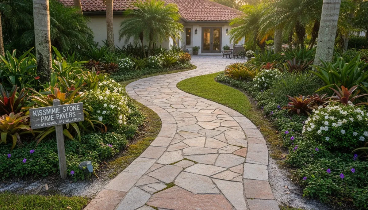 Professional stone paver pathway installation in Kissimmee, FL showcasing expert landscaping design